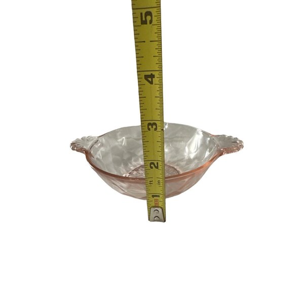 Vintage Anchor Hocking pink diamond pattern handled 4.5x1.5” dessert bowl - Picture 6 of 6